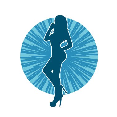 Dar kıyafetli genç, zayıf bir kadın modelin silueti. Dişi poziyonunda zayıf bir kadının silueti..