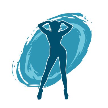 Dar kıyafetli genç, zayıf bir kadın modelin silueti. Dişi poziyonunda zayıf bir kadının silueti..