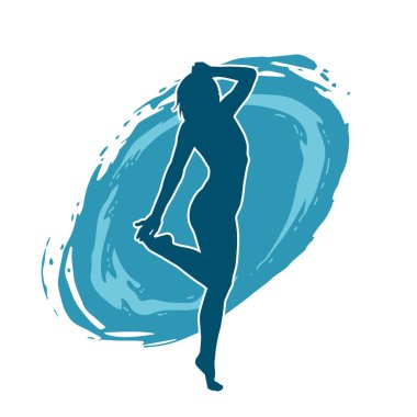 Dar kıyafetli genç, zayıf bir kadın modelin silueti. Dişi poziyonunda zayıf bir kadının silueti..