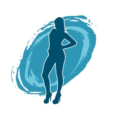 Dar kıyafetli genç, zayıf bir kadın modelin silueti. Dişi poziyonunda zayıf bir kadının silueti..