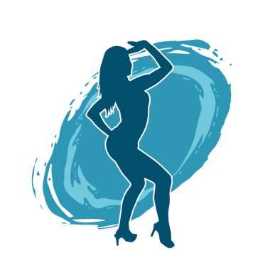 Dar kıyafetli genç, zayıf bir kadın modelin silueti. Dişi poziyonunda zayıf bir kadının silueti..