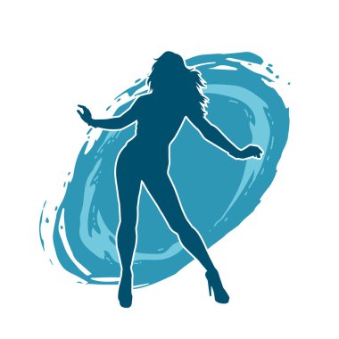 Dar kıyafetli genç, zayıf bir kadın modelin silueti. Dişi poziyonunda zayıf bir kadının silueti..