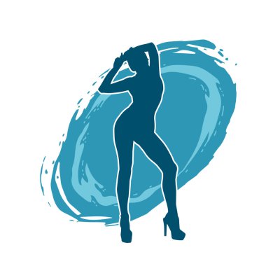 Dar kıyafetli genç, zayıf bir kadın modelin silueti. Dişi poziyonunda zayıf bir kadının silueti..