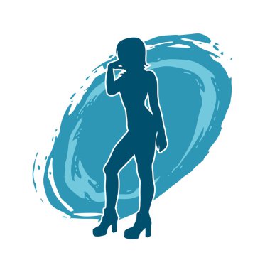 Dar kıyafetli genç, zayıf bir kadın modelin silueti. Dişi poziyonunda zayıf bir kadının silueti..