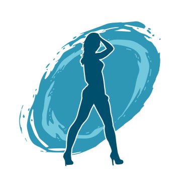 Dar kıyafetli genç, zayıf bir kadın modelin silueti. Dişi poziyonunda zayıf bir kadının silueti..