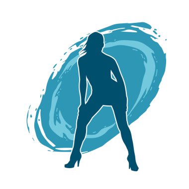 Dar kıyafetli genç, zayıf bir kadın modelin silueti. Dişi poziyonunda zayıf bir kadının silueti..