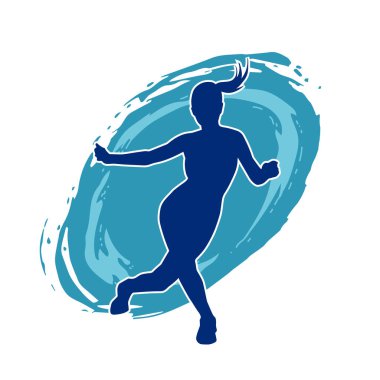 Hareketli bir kadın dansçının silueti. Dans eden zayıf bir kadının silueti..