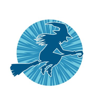 Dişi bir cadının silueti süpürgeyle geziyor.