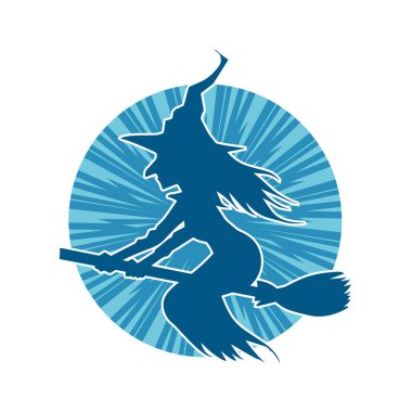 Dişi bir cadının silueti süpürgeyle geziyor.