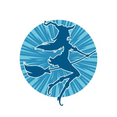 Dişi bir cadının silueti süpürgeyle geziyor.