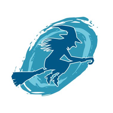 Dişi bir cadının silueti süpürgeyle geziyor.