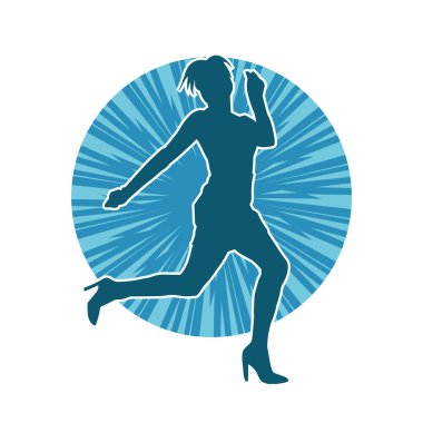 Hareketli bir kadın dansçının silueti. Dans eden zayıf bir kadının silueti..