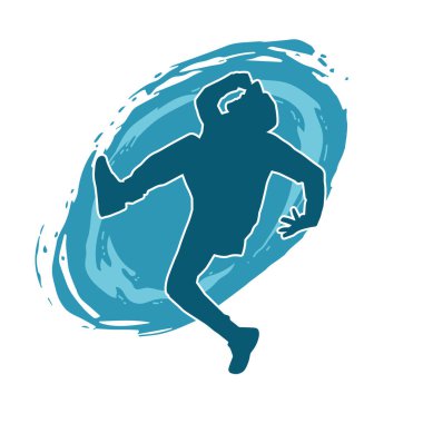 Hareket halindeki bir erkek dansçının silueti. Dans eden zayıf bir adamın silueti..