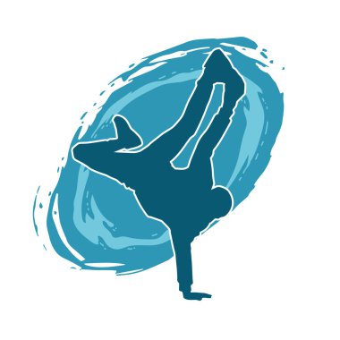 Poz veren bir erkek dansçının silueti. Dans eden bir adamın silueti.