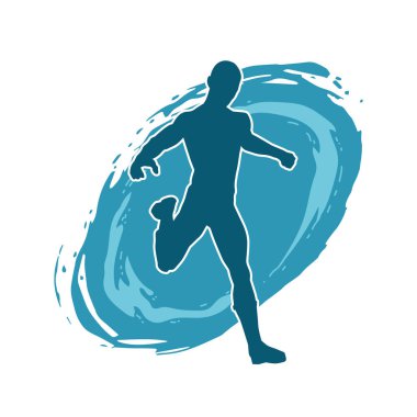 Koşu pozisyonundaki bir adamın silüeti. Siluet erkek koşusu pozu.