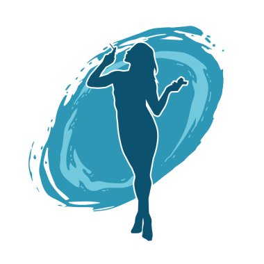 Dar kıyafetli genç, zayıf bir kadın modelin silueti. Dişi poziyonunda zayıf bir kadının silueti..