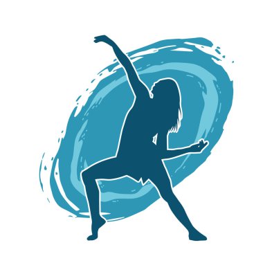 Hareketli bir kadın dansçının silueti. Dans eden zayıf bir kadının silueti..