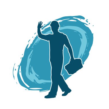 İnşaat işçisi kostümlü bir adamın silueti. İnşaat işçisinin silueti pozda.. 