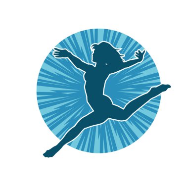 Hareketli bir kadın balerin silueti. Dans eden balerin kızın silueti..