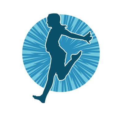 Hareketli bir kadın dansçının silueti. Dans eden zayıf bir kadının silueti..