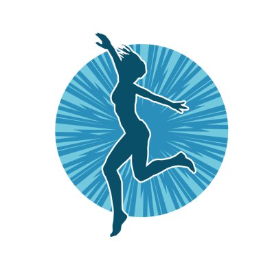 Hareketli bir kadın balerin silueti. Dans eden balerin kızın silueti..