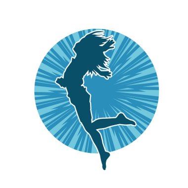 Hareketli bir kadın balerin silueti. Dans eden balerin kızın silueti..