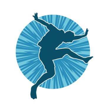 Zıplayan bir adamın silueti. Sıradan bir erkeğin silueti..