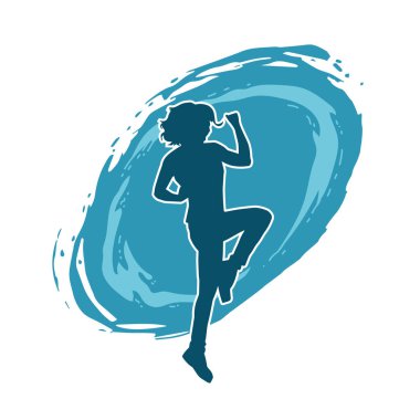 Zayıf kadın silueti egzersiz yapıyor. Spor yapan, spor yapan bir kadının silüeti.. 