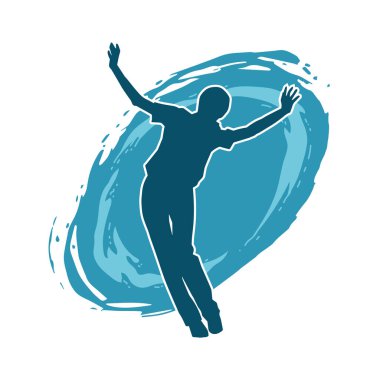 Hareketli bir kadın dansçının silueti. Dans eden zayıf bir kadının silueti..