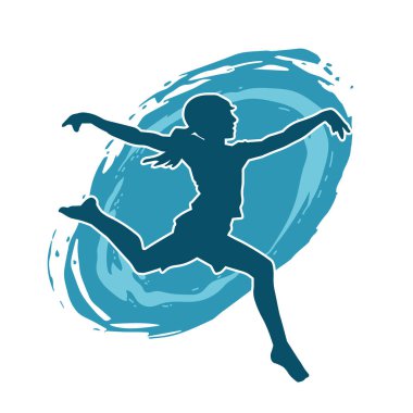 Hareketli bir kadın balerin silueti. Dans eden balerin kızın silueti..