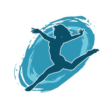 Hareketli bir kadın balerin silueti. Dans eden balerin kızın silueti..