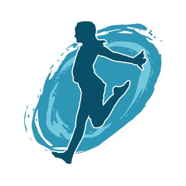 Hareketli bir kadın balerin silueti. Dans eden balerin kızın silueti..