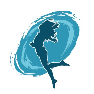 Hareketli bir kadın balerin silueti. Dans eden balerin kızın silueti..