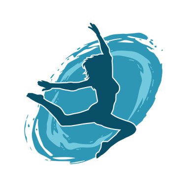 Hareketli bir kadın balerin silueti. Dans eden balerin kızın silueti..