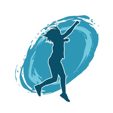 Hareketli bir kadın dansçının silueti. Dans eden zayıf bir kadının silueti..