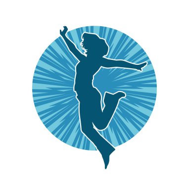 Hareketli bir kadın dansçının silueti. Dans eden zayıf bir kadının silueti..