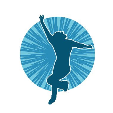 Hareketli bir kadın dansçının silueti. Dans eden zayıf bir kadının silueti..