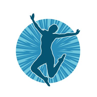 Hareketli bir kadın balerin silueti. Dans eden balerin kızın silueti..