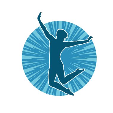 Hareketli bir kadın balerin silueti. Dans eden balerin kızın silueti..