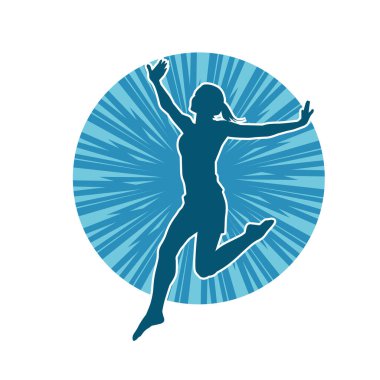 Hareketli bir kadın balerin silueti. Dans eden balerin kızın silueti..