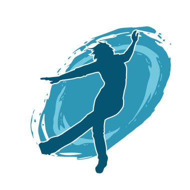 Hareketli bir kadın dansçının silueti. Dans eden zayıf bir kadının silueti..