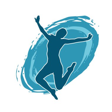 Hareketli bir kadın balerin silueti. Dans eden balerin kızın silueti..