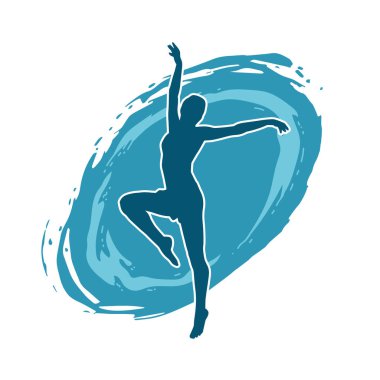 Hareketli bir kadın balerin silueti. Dans eden balerin kızın silueti..