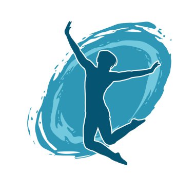 Hareketli bir kadın balerin silueti. Dans eden balerin kızın silueti..