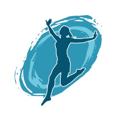 Hareketli bir kadın balerin silueti. Dans eden balerin kızın silueti..