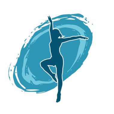 Hareketli bir kadın balerin silueti. Dans eden balerin kızın silueti..