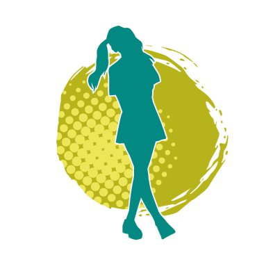 İnce bir kadın modelin silueti kadınsı pozlar veren günlük kıyafetler giyiyor..