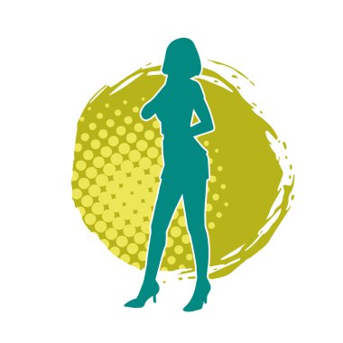 İnce bir kadın modelin silueti kadınsı pozlar veren günlük kıyafetler giyiyor..