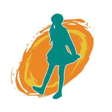 İnce bir kadın modelin silueti kadınsı pozlar veren günlük kıyafetler giyiyor..