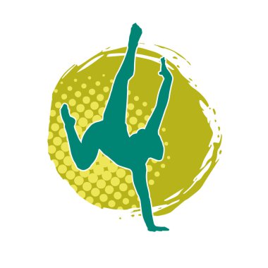 Hareketli bir kadın balerin silueti. Dans eden balerin kızın silueti..